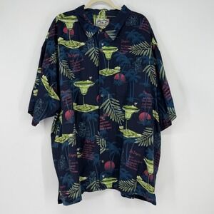 Big Dogs 4X Linen Rayon Hawaiian Shirt Margarita Cocktail Print Resort